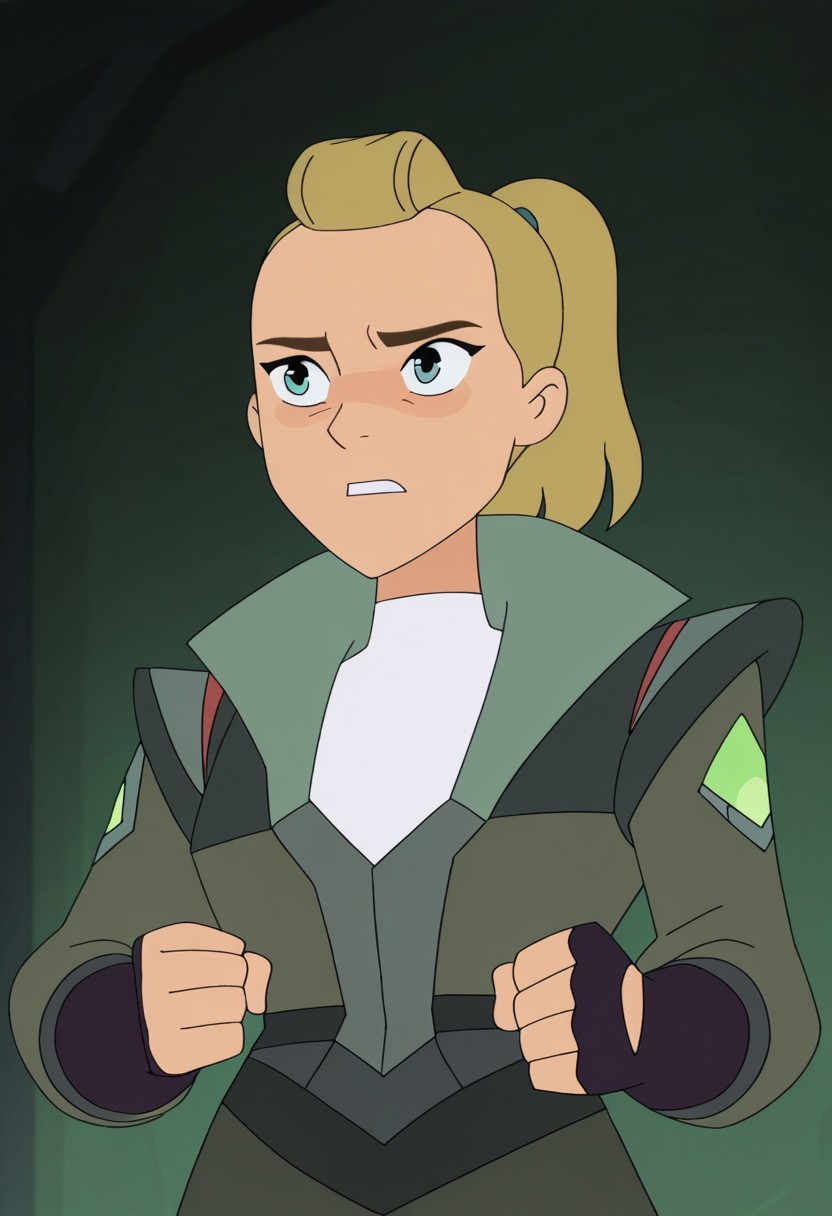 Spopstyle, upper body shot, CHAdora, ADOHair Style, SNCoat Outfit, simple background,
BREAK 
Determined: Intense gaze, clenched fists, and a firm expression, showcasing unwavering resolve and focus