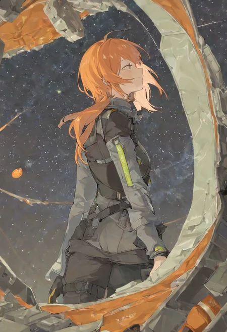 masterpiece, best quality, orange hair,liminal space style