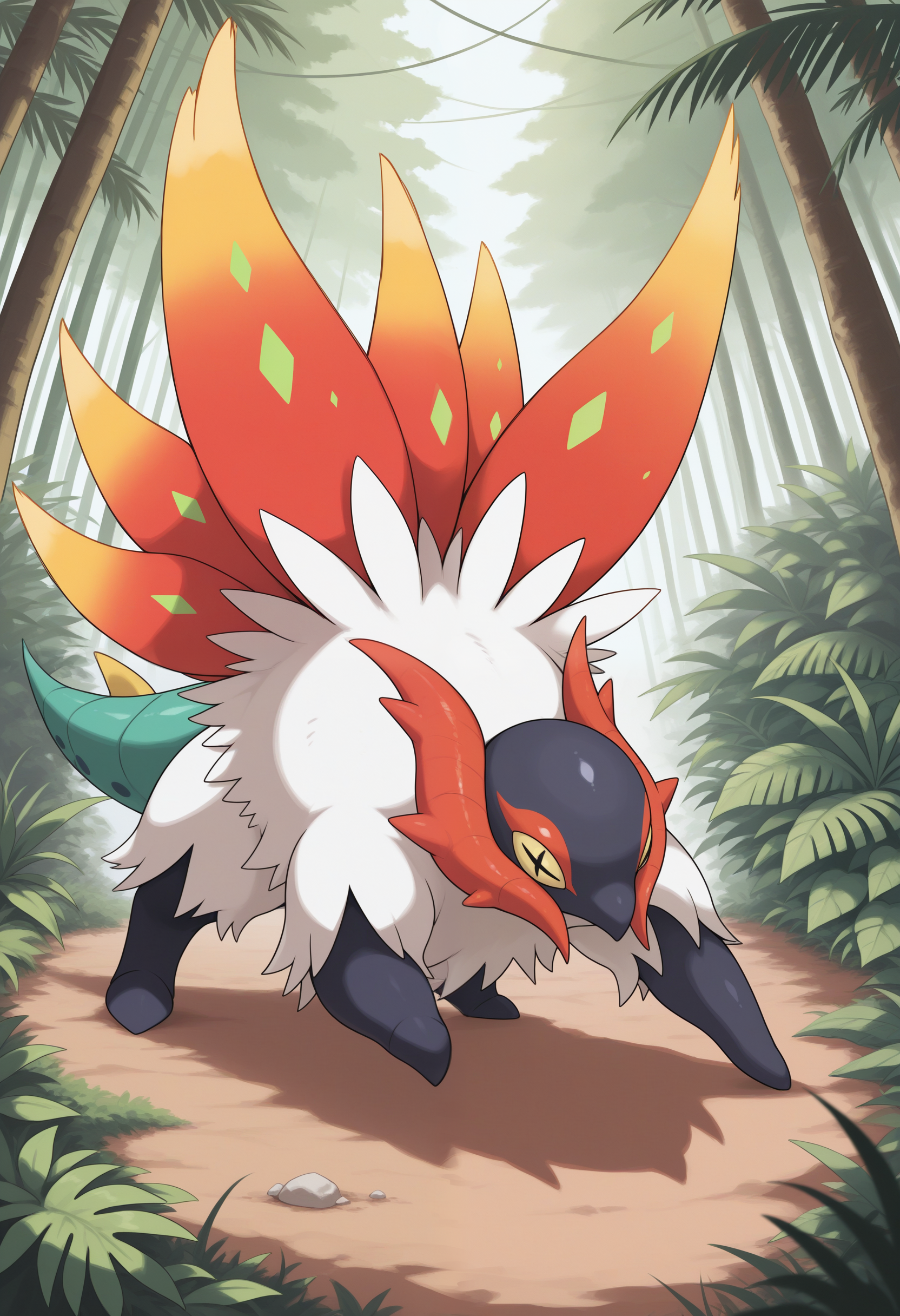 masterpiece,best quality, amazing quality, solo, 1boy, sl1th3r, pokemon (creature), attack, outside, jungle,