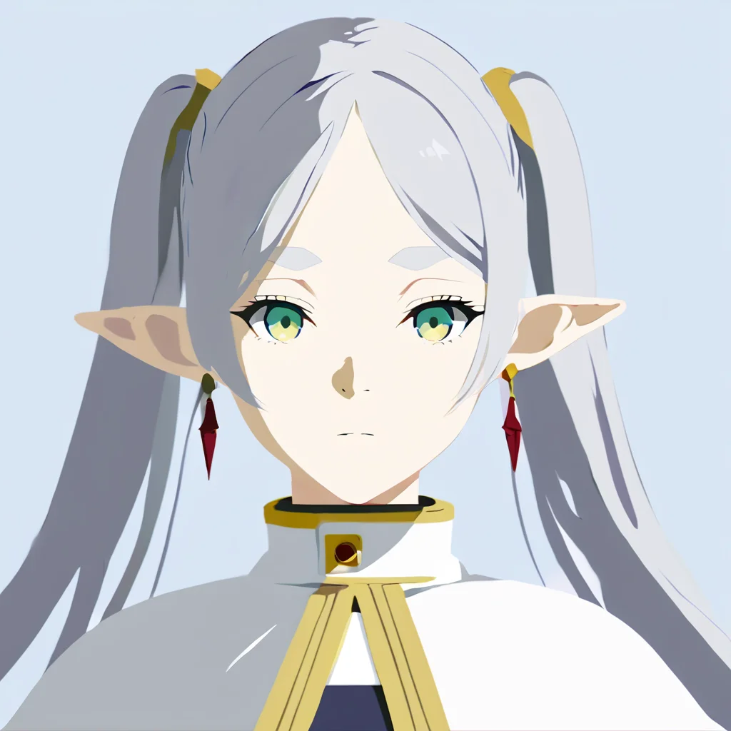 (masterpiece:1.2), (best quality:1.4), vector-artstyle, flat color, simple background, frieren, 1girl, solo, green eyes, grey hair, twintails, pointy ears, eyebrows, white capelet with long sleeves, earrings, expressionless, upper body, looking at viewer, <lora:Perfect Hands:0.8>, <lora:neg4all_bdsqlsz_xl_V7:1>, <lora:vector-artstyle-000003:0.9>, <lora:FrierenXL:0.9>