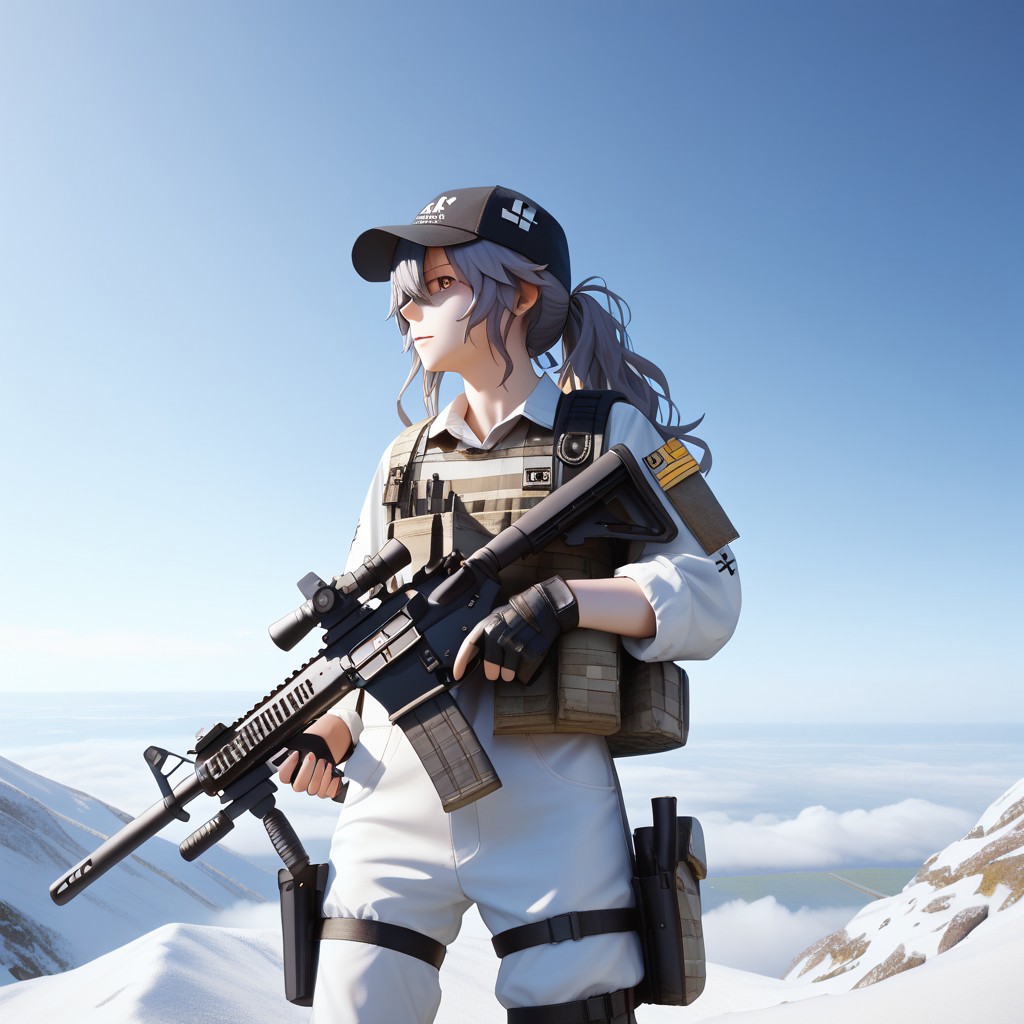 score_9, score_8_up, score_7_up, score_6_up, score_5_up, score_4_up, masterpiece, trending on artstation, high quality, Pixel-perfect precision, pristine detail, 8K resolution, high fidelity, Insane quality, <lora:Holding_Weapon_Lora_-_For_Pony_models:1> ho1ding-weap0n, 1girl, holding rifle, standing, ((UMP45 \(Girls' Frontline\)))