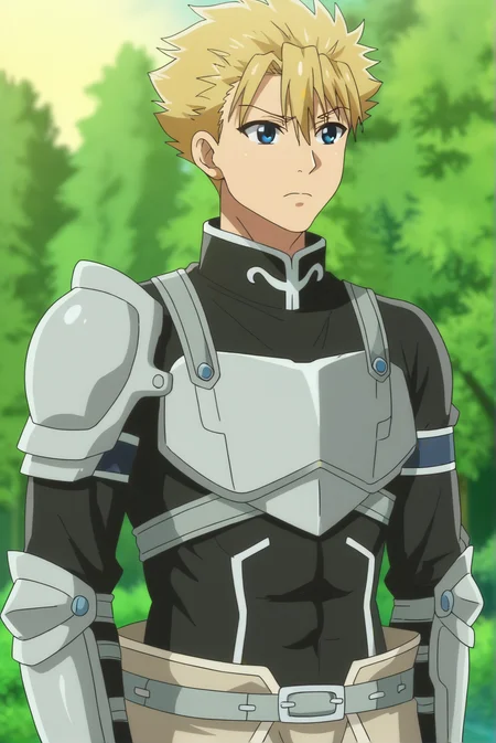 <lora:PIZDEC:0.8>, Peter Grill, solo, 1boy, upper body, armor,