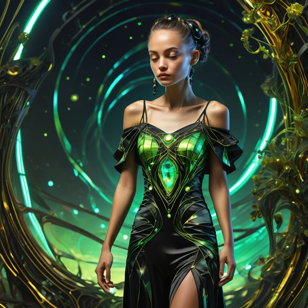 ((best quality)), ((masterpiece)), ((realistic,digital art)), (hyper detailed),DonML34fXL, upper body clothing, Off-the-Shoulder Neckline, Electroluminescent Silk, Checked,, Obsidian, Spaghetti Straps, Midi Length, Drop Waist, Waistband,,Train,,Beads,,Hand Sanding , organic, irregular shapes, <lora:DonML34fXL-000004:0.8>