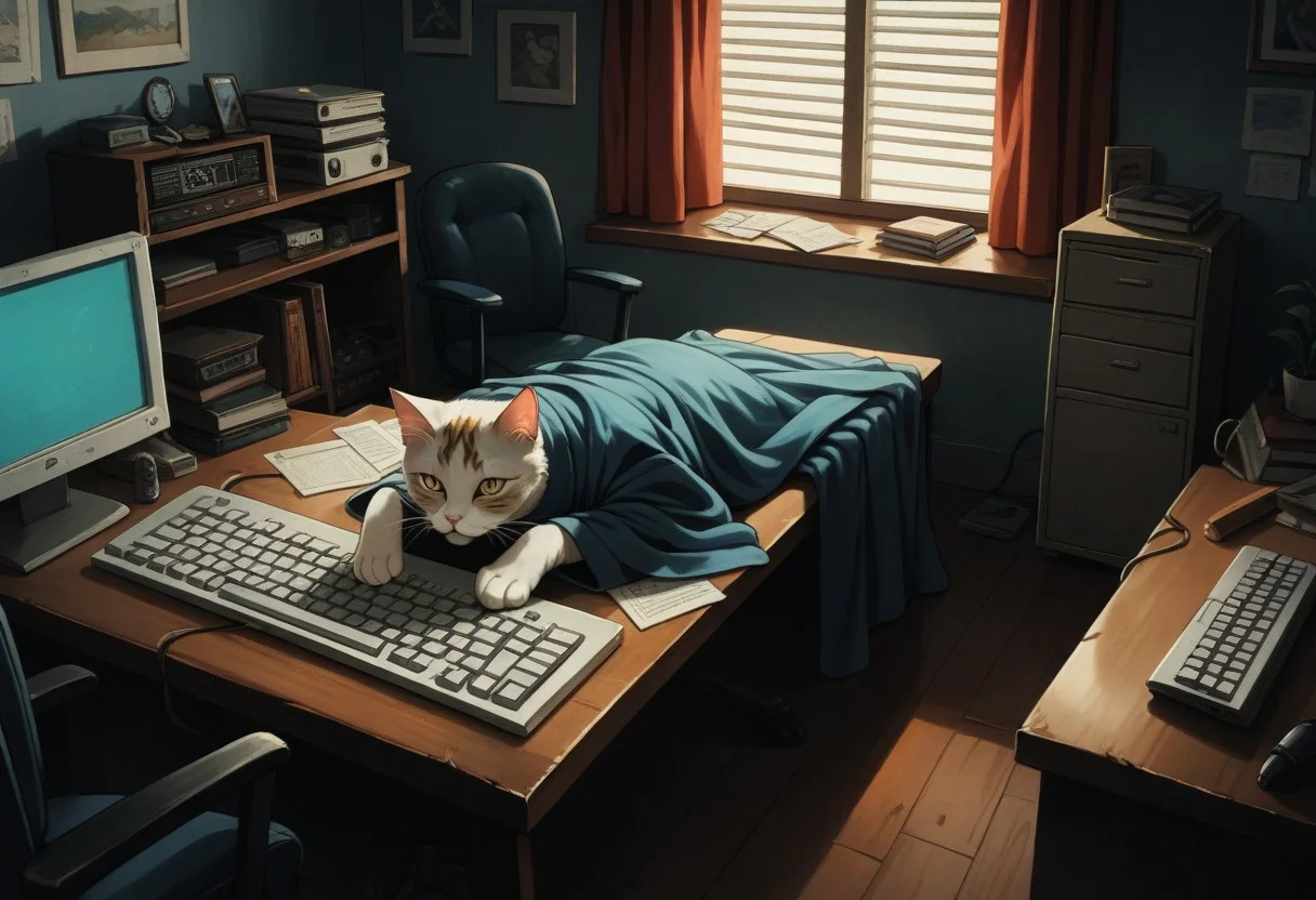 score_9, score_8_up, score_7_up, source_anime,
BREAK
PC with BSOD, PC, blue screan of death, (BSOD:1.1),
(cat lying on the keyboard:1.1),
indoors, cozy room,
retro,