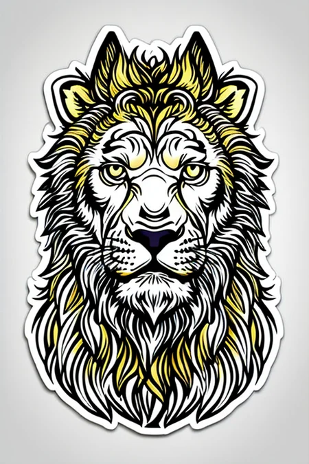leo animal ((stickers)) retro (high quality) <lora:stickersAnimeStyle_v10:0.6>, closeup