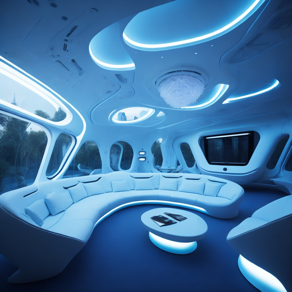 <lyco:bionic style interior design:1.0> futuristic bionic living room