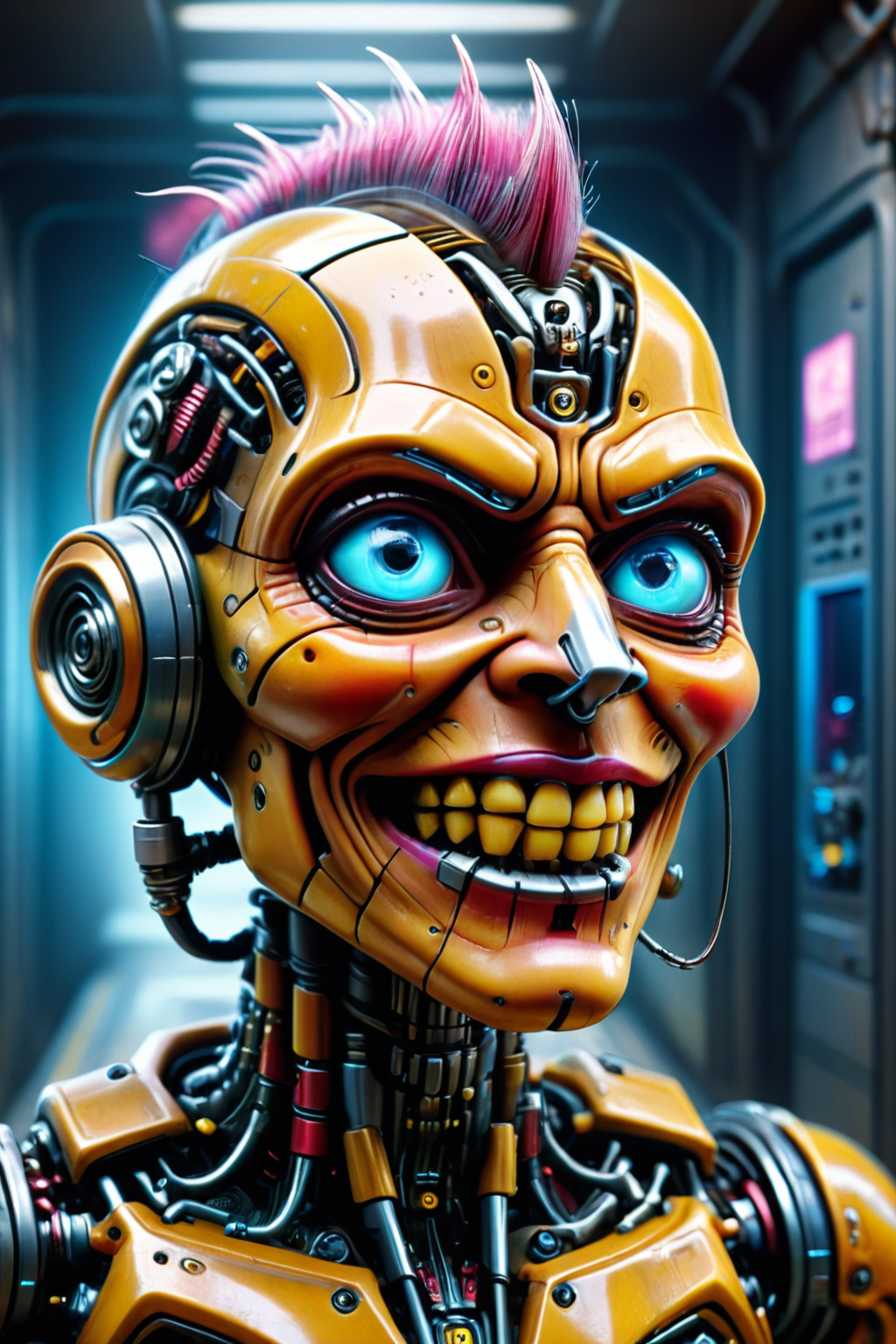 RAW photo of a <lora:madpunk:0.8> madpunk <lora:just_another_Cyborg_LoRa_SDXL:0.8> c1bo cyborg (Winking playfully, cheeky expression) at a Underground data vault with biometric security, super detail, ultra-realism, <lora:xl_more_art-full_v1:0.3>, <lora:fracolor:0.7> fracolor  ,  <lora:quality1:0.6>,  <lora:Colorful_Plastic_SDXL:0.6> ais-colorfulplastic