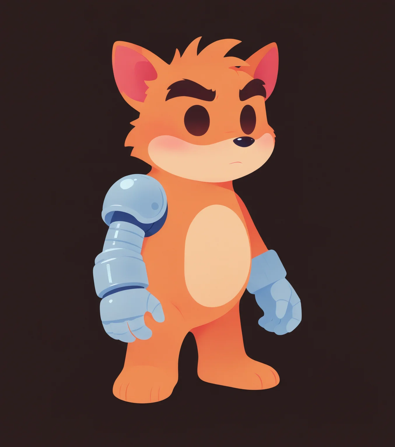 masterpiece, best quality, amazing quality, <lora:Soft_glow_buns:0.8> s0ftgl0w, minimalism, Crunch Bandicoot, large, bandicoot, brown, metal arm, masterpiece, best quality, amazing quality