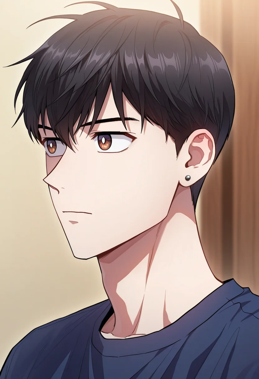 masterpiece, best quality, amazing quality,high resolution, intricate details,official style,depth of field,anime screencap , , , , 1boy, solo, male focus, <lora:han_yoojin:0.82>,han yoojin,black hair,short hair,brown eyes,stud earring,portrait