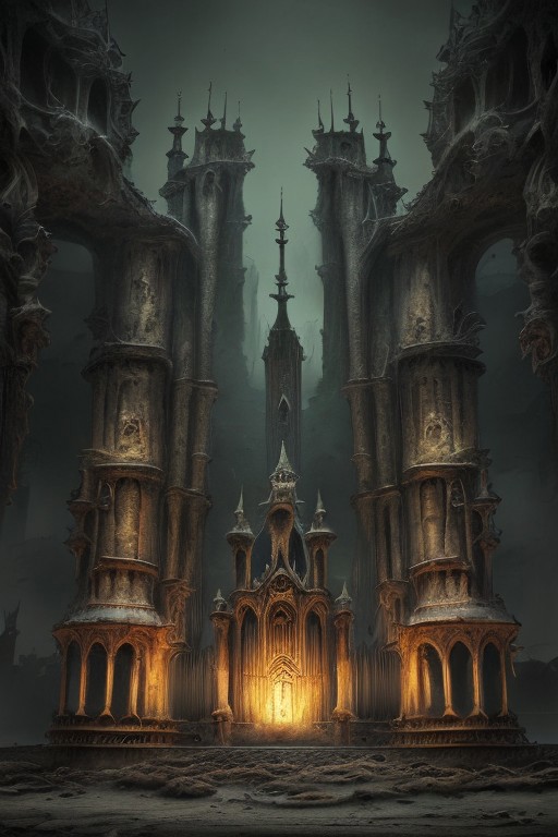 RAW photo, (masterpiece:1.3), subsurface scattering, heavy shadow, (high quality:1.4), (intricate, high detail:1.2), professional photography, HDR, High Dynamic Range, realistic, ultra realistic, photorealistic, high resolution, film photography, ambient lighting, atmospheric effects, <lora:detail_slider_v4:2>, OverallDetail,  <lora:Evil:1>, evilrealm, ab evil tower in a barren landscape, epiCPhoto