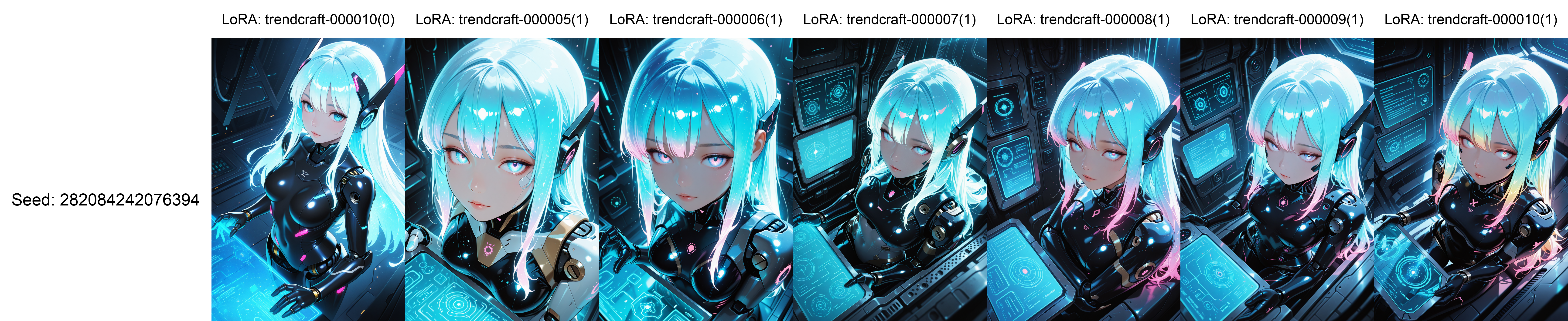 lazypos, science fiction, 1girl, android, holographic interface, glitter, light particles, faint lighting, glowing, ethereal, neon hair, glowing hair, long hair, looking at viewer, relaxing, from above, dynamic angle