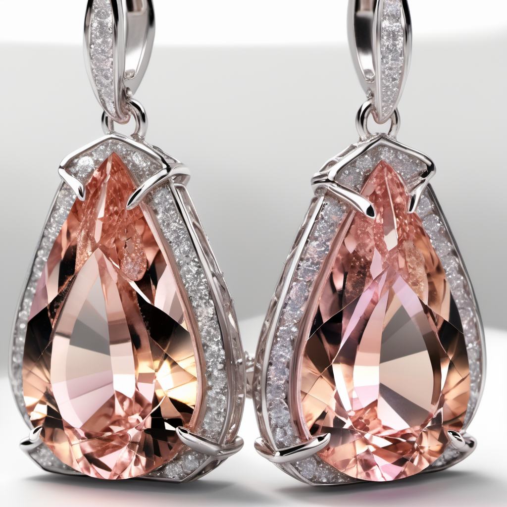 ((best quality)), ((masterpiece)), ((realistic,digital art)), (hyper detailed),Ear Chains, Flamboyant Surface Blemishes Morganite, Barion Cut, Table Facets, 1.75 Carat, Glowing, Glittered, Platinum, Robust, Tenacity, Enhancement, Three-Stone Setting, Conflict-Free, Limited Supply, Abstract, Timeless, Nature and Animals,8K, HDR, <lora:add-detail-xl:1.5>