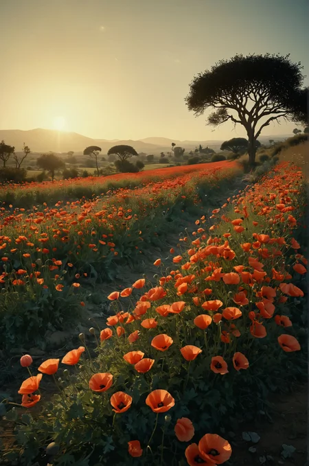 landscape of a Asmara and Homey Heisei Era Poppy field, Serene and Tropical, at Dawn, Princecore, Light and shadow plays, Calotype, epic, theatrical, complex, intricate artistic color, pure, background inspired, epic composition, perfect background, beautiful detailed, rich deep colors, holy Absurdres, ultra realistic, professional lightning
many details, extreme detailed, full of details,
Wide range of colors., Dramatic,Dynamic,Cinematic,Sharp details
Insane quality. Insane resolution. Insane details. Masterpiece. 32k resolution.