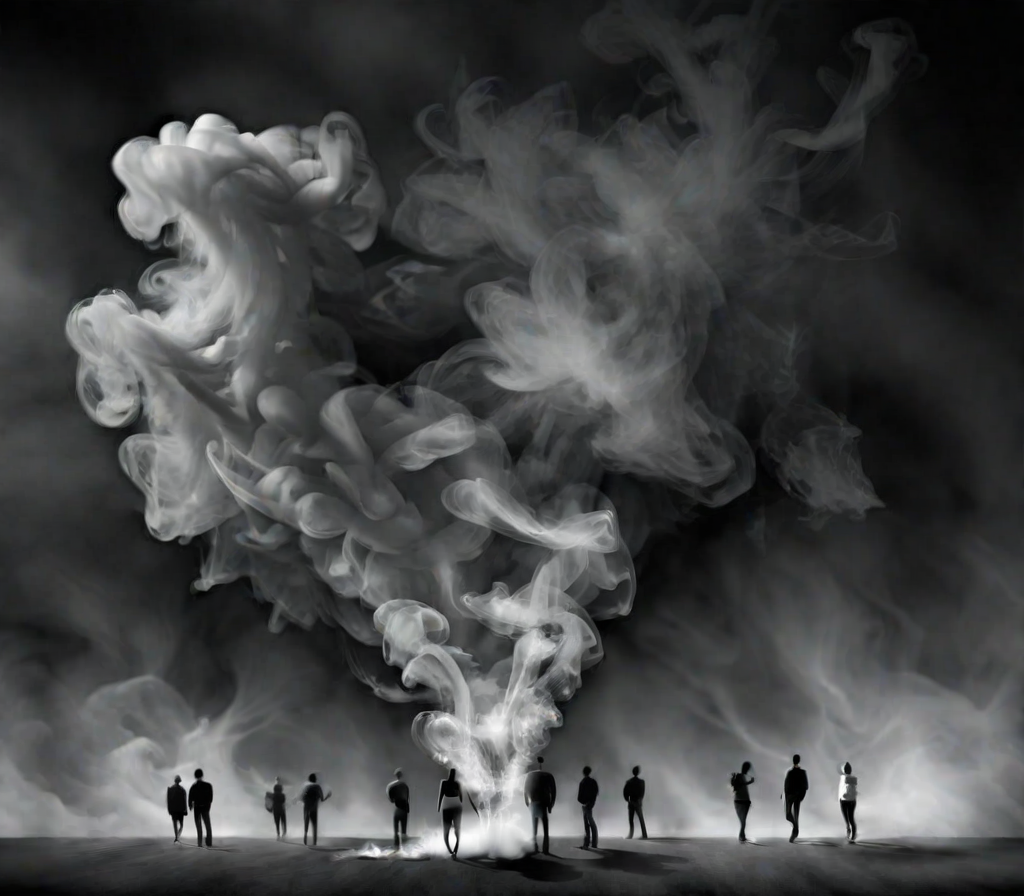 <lora:Smoke_XL:1> landscape of people in the form of smoke_xl