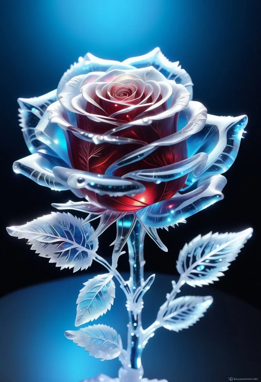 a Rose made out of Jed-Blmicry,  <lora:BioIceCrystalStyle-000006:0.7>, masterpiece, full of details,