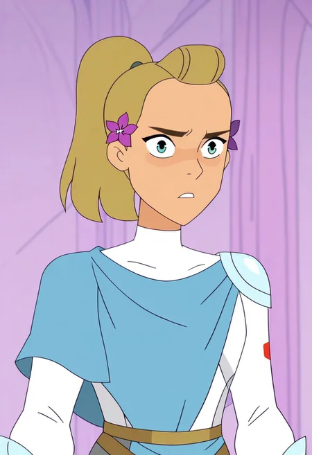Spopstyle, upper body shot, CHAdora, ADOHair Style, ADWhite Outfit, Blue Drape, Flower in Hair, simple background,
BREAK
Determined: Intense gaze, clenched fists, and a firm expression, showcasing unwavering resolve and focus
