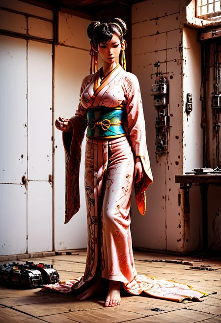 1 girl, detailed, 1girl, chun-li, kimono, covered, exploring, evi@decrepPunk, Hand, detailed, perfect, perfection, hands, 4ng3l face,