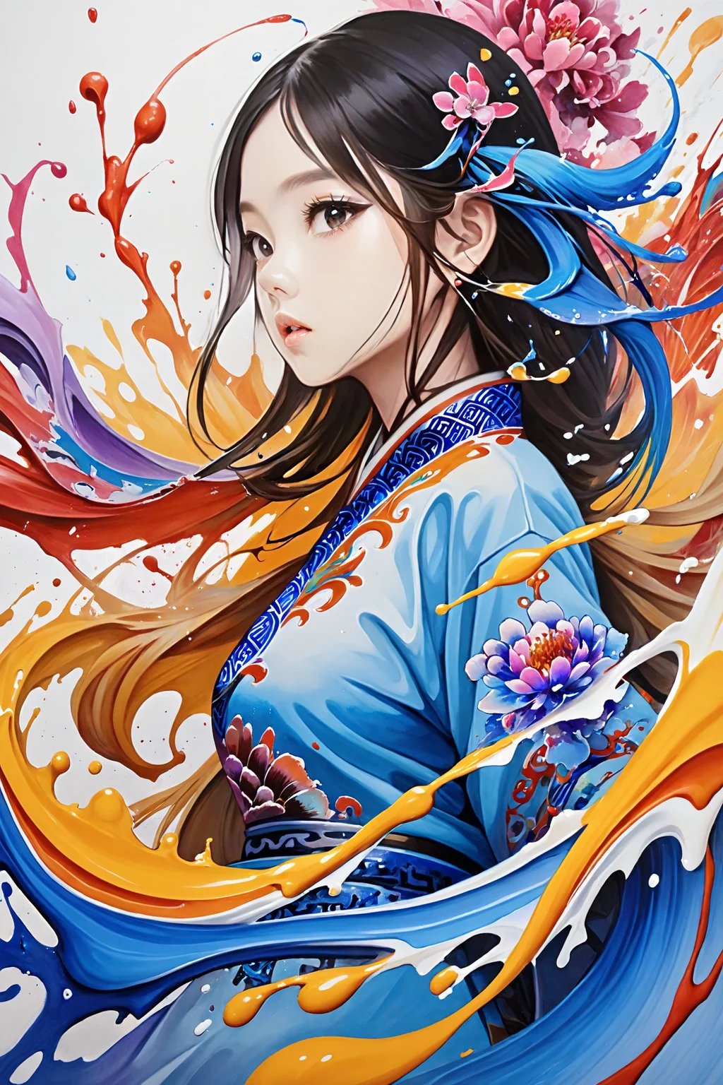 Colorful, multiple colors, intricate detail, splash screen, photorealistic, intricately detailed fluid gouache painting, calligraphy, acrylic, watercolor art,
Masterpiece, best quality, 1girl, <lora:kwFemaleBeta122_SDXL_v1:1>,
chinese