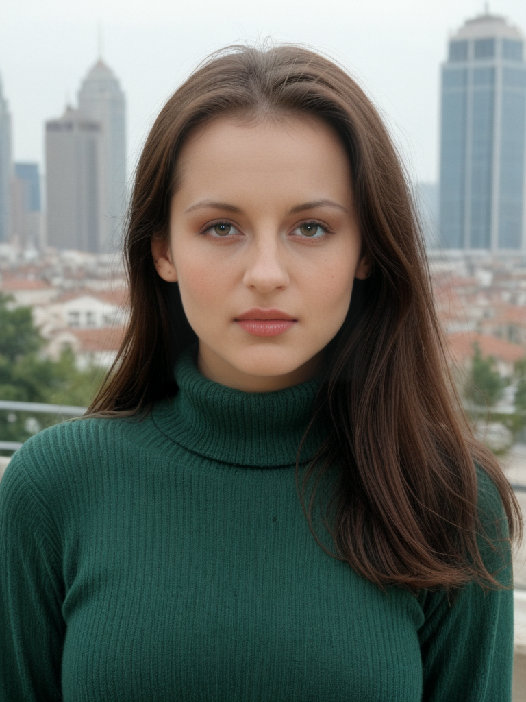 score_9, score_8_up, score_7_up,detailed, cinematic, focus, bokeh, (portrait), face focused, Michell3W1ld, Michelle Wild, <lora:Michell3W1ld-pony:1>,  1girl, mid shot, tight sweater, long hair, ultra detailed, 8k, skin pores, grain, photograph, retro, 1990s fashion, analog, film, nineties, outside, cityscape, orange