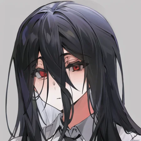 ((masterpiece)),(best quality), absurdres,sadako_yamamura,red eyes, white dress,<lora:Sadakobest:0.8>,  <lora:grayStyle_10:0.9>, portrait, gray background, upperbody,