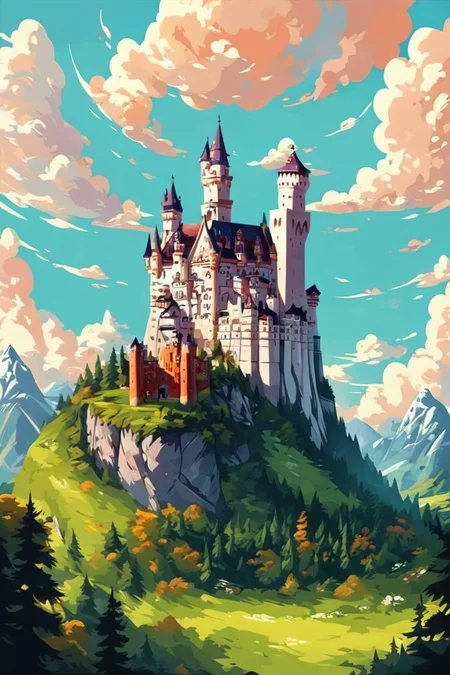 score_9, score_8_up, score_8, ,<lora:NeuschwansteinCastlePDXL:1.0>, no humans, zzNeuschwanstein, sky, day, cloud, tree, blue sky, no humans, cloudy sky, grass, nature, forest, horse, tower, landscape, ,embedding:zPDXL, <lora:SDXLFaeTastic2400:0.5>,