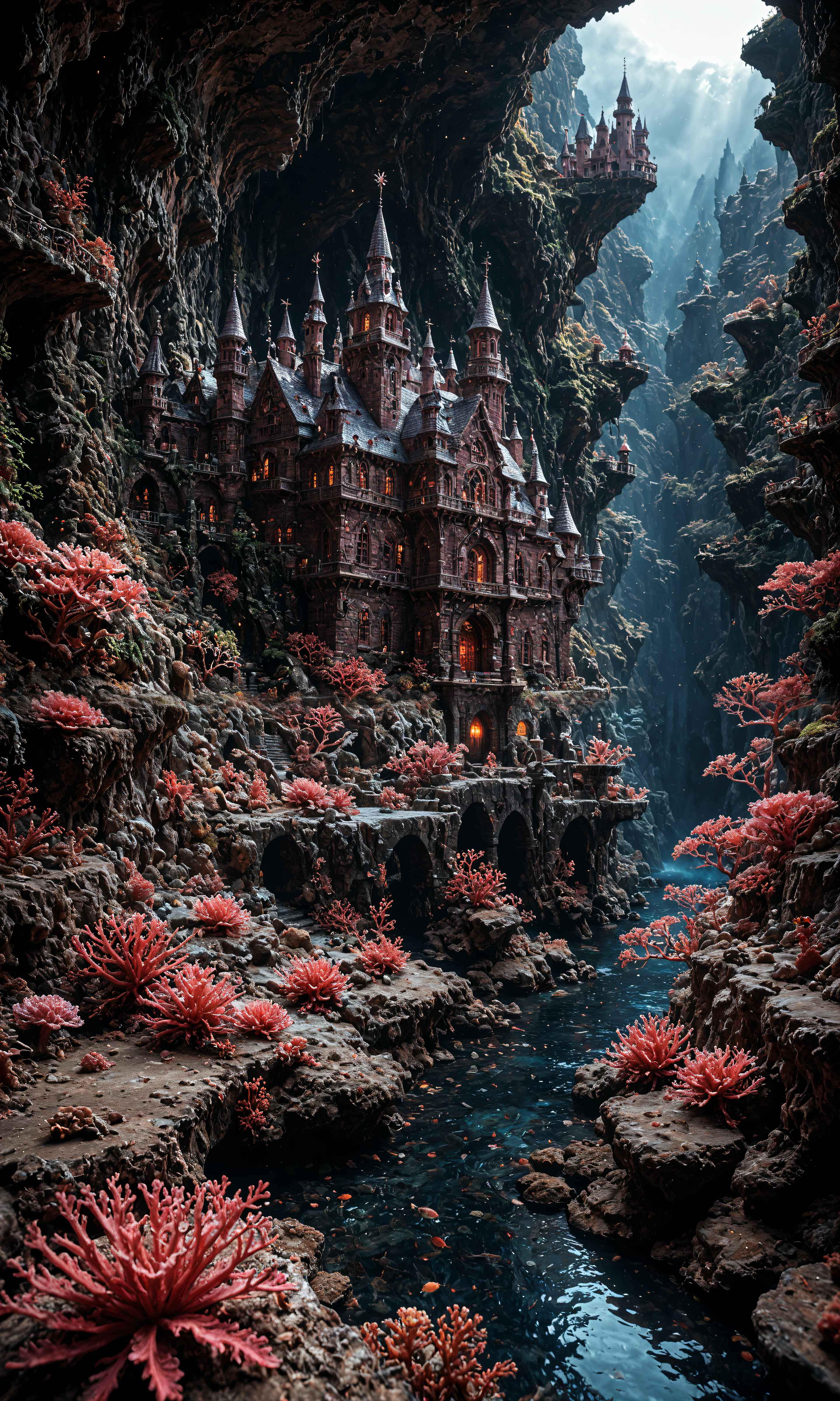 score_9, score_8_up, score_7_up, (SUBJECT), 

red corals, corals, coral city, coral castle, volumetric lighting, deep ocean, under sea cavern, film grain, detailed, detailed city, detailed castle,
 
masterpiece, best quality, amazing quality,  