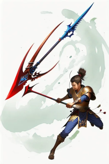Shengbiao, A type of Chinese halberd, halberd, chinese weapon, that featured a hook at the end of the blade, medieval looking weapon, 1 halberd,