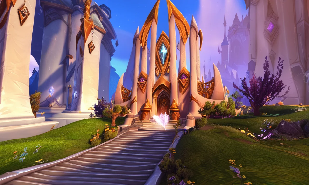 score_9, score_8_up, score_7_up, rating_safe BREAK, world of warcraft, epic landscape, castle, magic crystals, warcraftstyle, scenery, <lora:WarcraftStyle_v2-000004:0.75>