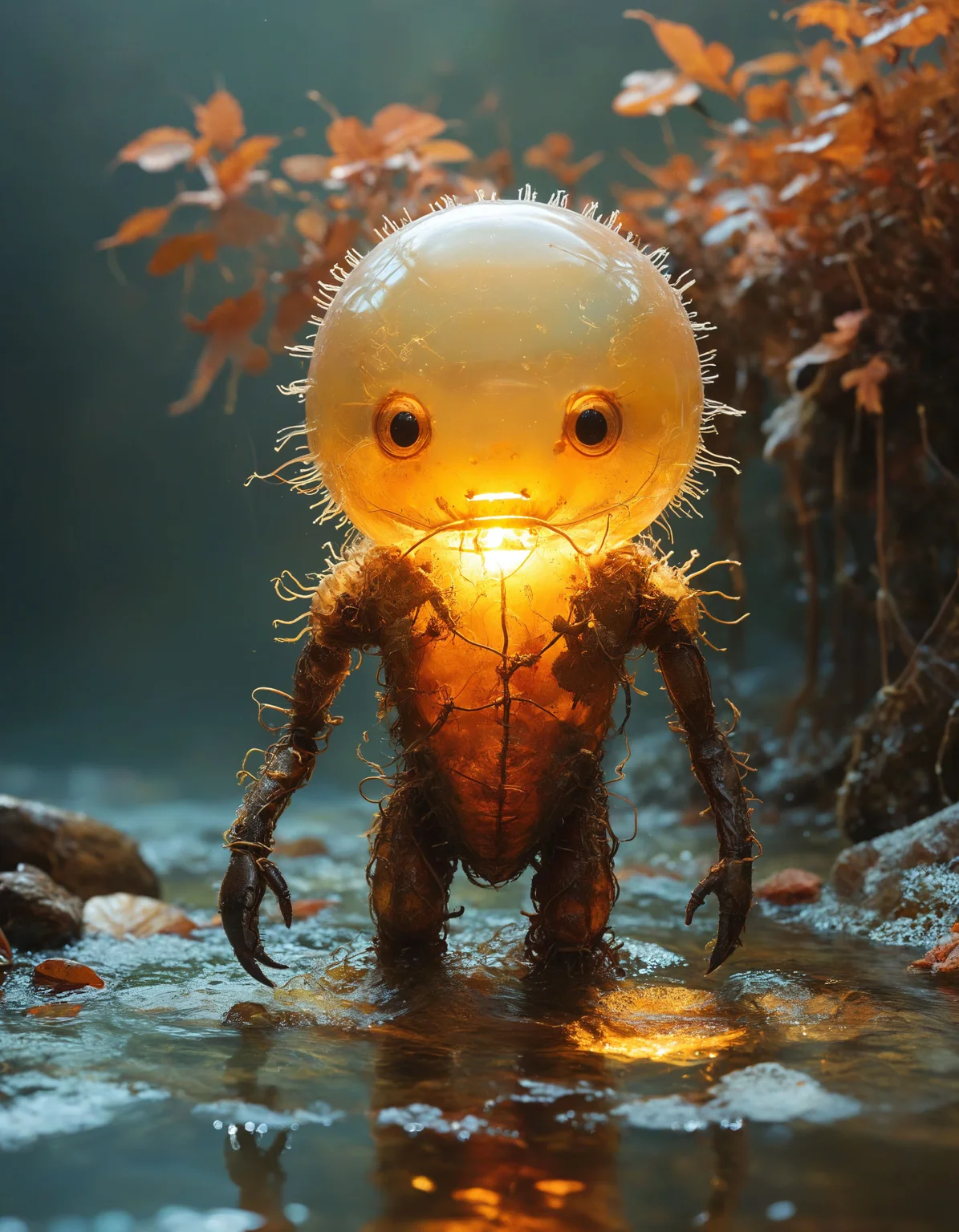 a bioengineered creature with glowing bioluminescent patterns, blending organic and technological elements, perfect, rusty, sparkling, by Jean-Baptiste Monge, Andy Goldsworthy, by Studio Ghibli, Light Blush hue, highly dramatic lighting
<lora:xl_more_art-full_v1:0.5> <lora:MJ52:0.5>