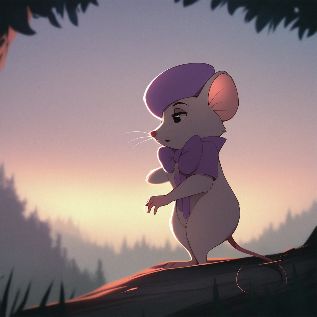 score_9, solo, bianca, hat, mouse, tail, outdoors, natural lighting