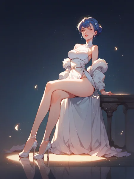 source_anime, score_9, score_8_up, score_7_up, score_6_up, score_5_up,  <lora:rdjXLP:0.8> rdj, light particles, 1girl, night sky, high heels, curvy