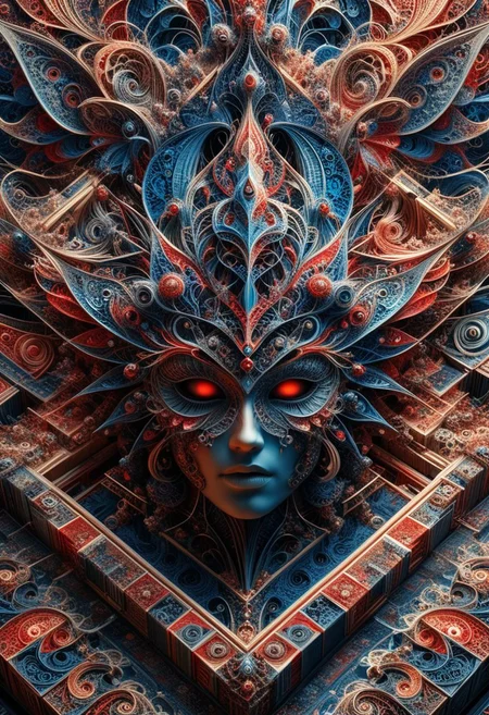 photo of a paisley pattern, boteh, paisley, navy blue, madder red, almond, entwined paislies, official art, aesthetic, dynamic angle, hyper detailed, order and chaos, dark colors, (extremely detailed, intricate details, masterpiece, best quality, 8k wallpaper:1.4), dramatic lighting, (dark blue and madder red palette:1.2), twisting paisley