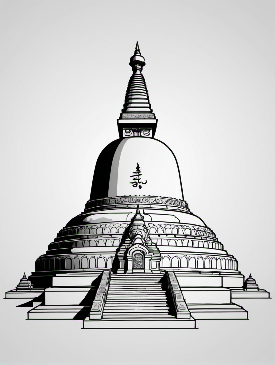 <lora:Boudhanath_Stupa:0.3> a black and white logo with boudhanathstupa, lineart, thick lines, neutral background