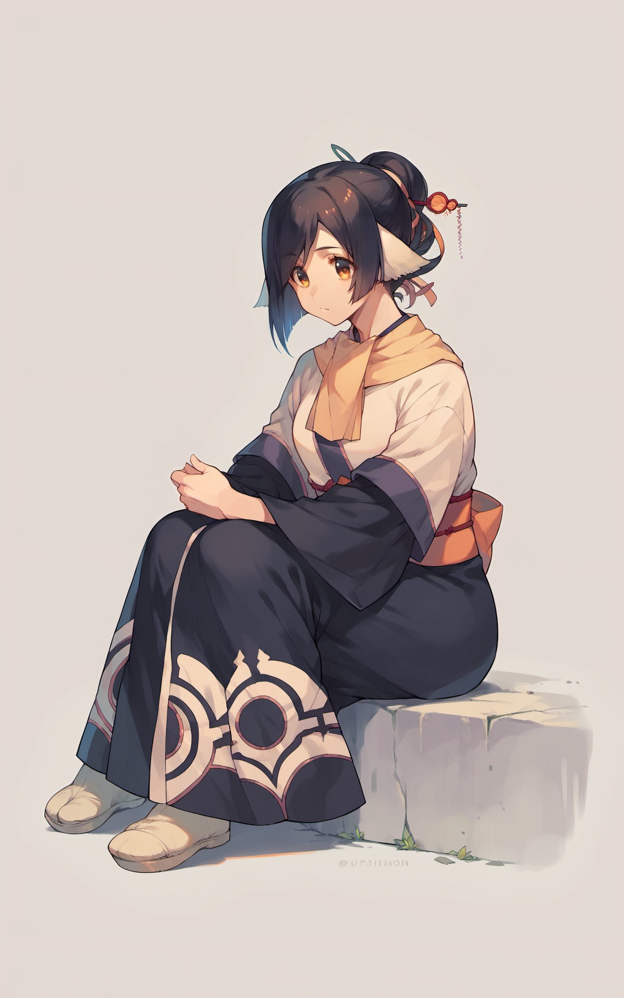score_9,score_8_up,score_7_up,score_6_up,score_5_up,score_4_up,(source_anime),1girl,utawarerumono,utawarerumono: itsuwari no kamen,simple background,sitting,kimono,kuon \(utawarerumono\),<lora:kuon_pony-000010:1>,