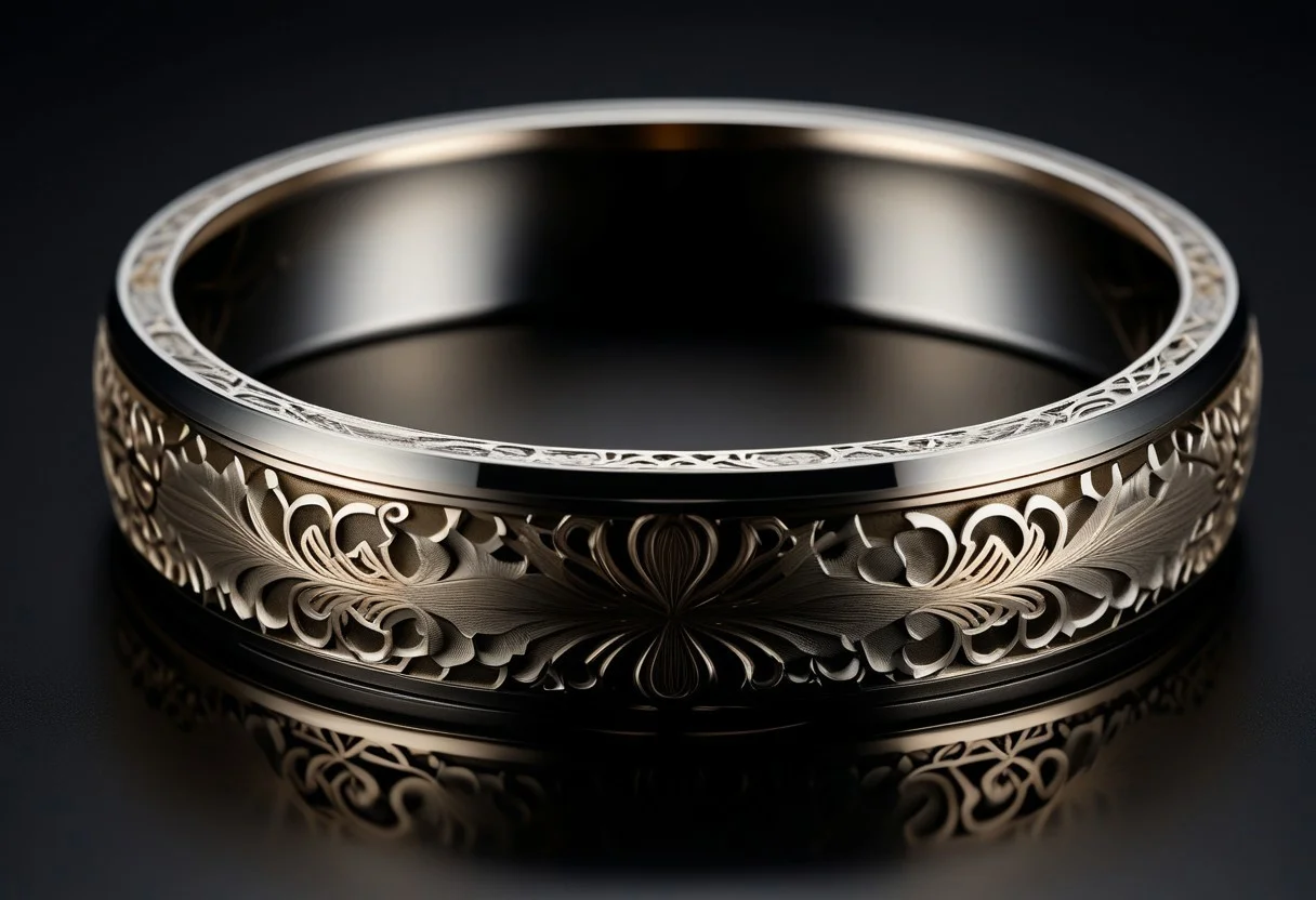 Jewelry photography, cartier style, highly detailed product photo, keyshot product render
BREAK
Beautiful photo of closed collar engraved with titanium filigree, laying on a table,
BRSAK
Black background