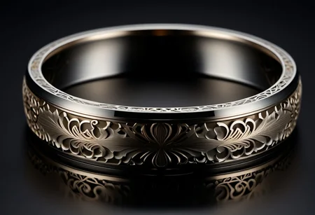 Jewelry photography, cartier style, highly detailed product photo, keyshot product render
BREAK
Beautiful photo of closed collar engraved with titanium filigree, laying on a table,
BRSAK
Black background