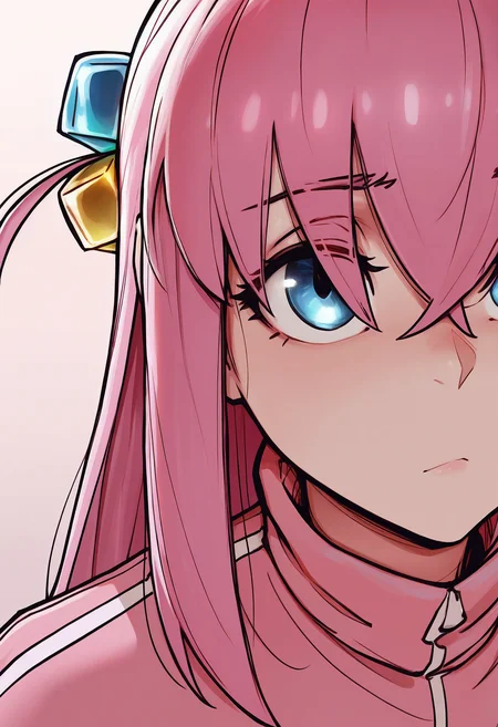 1girl, solo, gotoh hitori, portrait, track jacket,
masterpiece, best quality, <lora:bbcchan-guy90-Illust-Lycorisv1:1> nahcbb