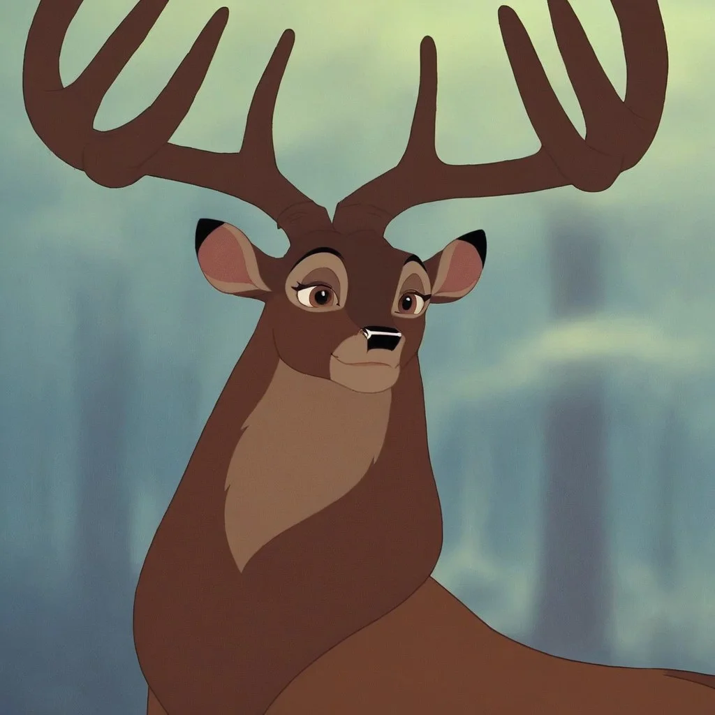 score_9, score_8_up, score_7_up, score_6_up, score_5_up, score_4_up, score_4, detailed face, detailed eyes, detailed fur, male, nature background, detailed background
BREAK
Great Prince of the Forest, GPotF, deer, buck, disney, antlers, brown fur, tan Markings, beige markings, brown eyes, brown eyelids, brown eyeshadow, eyeliner, black eyebrows, smiling, raised eyebrows
BREAK
Headshot
<lora:add-detail-xl:1.0>