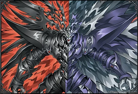 masterpiece,absurdres,rating_safe,anime,detailed linework DUALITY SEGMENTATION MIX OF dexdoru and dorugoramon