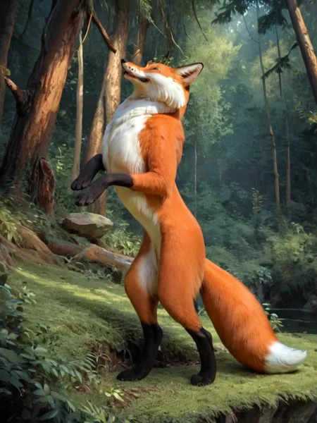 Score_9, score_8_up, scenery, fullbody, 1girl, posing, furry fox, lisichka <lora:Lisichka:0.9>, mouth opened, highly detailed, masterpiece, wild forest, scenery, extreme detailed, hyperrealistic, masterpiece, detailed fur, beautiful fur