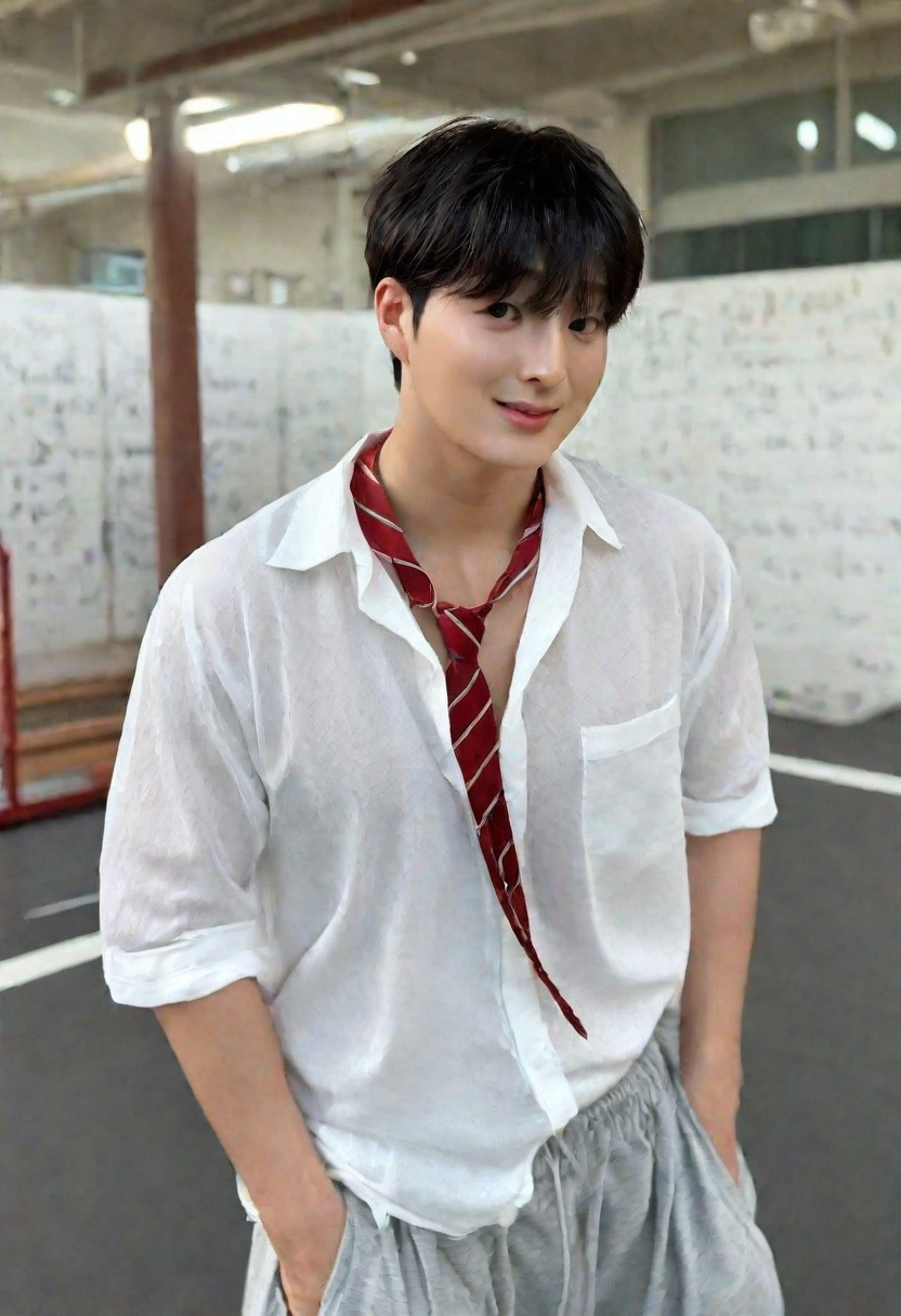 <lora:AsianGuy:0.8>, AsianGuy, (nodaeng:1.5), masterpiece, ultra-HD, cinematic lighting, photorealistic, (impressionism:1.5), high detail, depth of field, (blurred background), (dramatic lighting),masterpiece, best quality, very aesthetic,8k,masterpiece, best quality, realistic, masterpiece, best quality, 8k, breeze style, short hair,<lora:add_detail:1>, ((aesthetic_male_form:1.2, light skin)), (focus male), ((mature man:1.3)),
<lora:Breez_Style:0.95>, breeze style, shiny skin, fair skin, smooth skin, dynamic view,<lora:PenisQuiron_illus:0.8>, , score_9, score_8_up, score_7_up, score_6_up, intricately detailed illustration, masterpiece, best quality, amazing quality, very aesthetic, 1boy, twink ,20 years old, cute boy, solo, slim, popular, messy black hair, short hair, bangs, puffed sleeves, silk shirt, white shirt, detailed shirt, unposterioroned, open shirt, chest visible, red school tie passionate encountery look, (grey gym pants), bulge, looking at viewer, shy smile, schoolyard