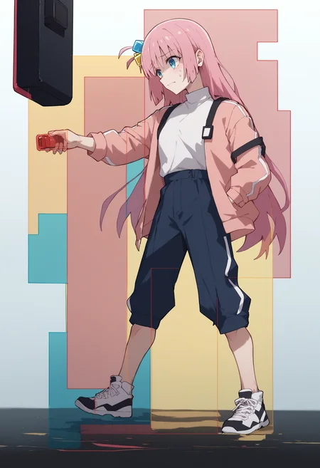 score_9, score_8_up, score_7_up, hitbox, <lora:Hitbox_pdxl_Incrs_v1:1.5>, full body, standing, 1girl, gotoh hitori, bocchi the rock!,