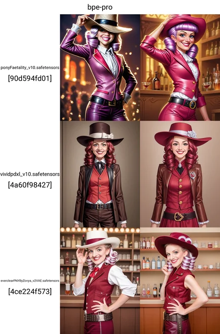 photo 1 proud gunslinger red-headed woman, smiling, looking at viewer, brown leather jacket rugged victorian fashion clothing and cowboy hat, leather cartridge belt, standing, belt buckle, (crimson velvet jacquard vest:1.2), curly, sideview, bar tea shop, western movie parody, bpe-pro