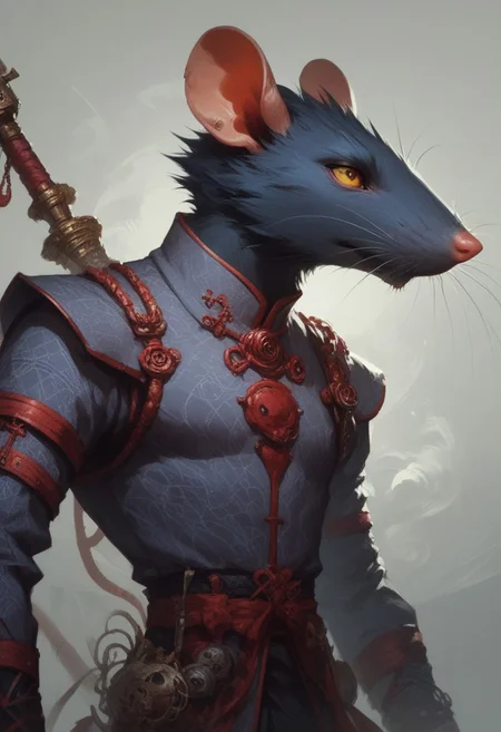 score_9, score_8_up:1.1, score_7_up, Expressiveh, dynamic camera angle,
solo, posing
1 rat folk, rat like, male, skaven, hunched over, lurking
flowery pattern clothes, feathery clothes, soft fabric, Chinese travel outfit, travelers gear, asymmetrical clothing design