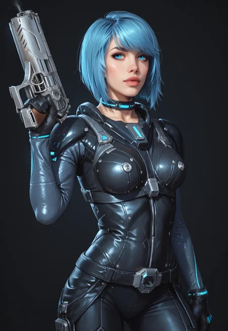safe_pos, core_9, score_8_up, score_8, semi realistic, ultra detailed, 8k, high quality, hi res, high quality, detailed eyes, perfecteyes, detailed face, 1girl, (1girl:1.2), Nyx from Quake Champions, futuristic assassin outfit, (((pistol in hand))), pale skin, ((glowing bobcut blue hair, side bangs)), realistic, cinematic angle, cinematic lighting, athletic body, intense face, glowing blue eyes, stealthy pose
BREAK
infiltrating a high-tech corporate facility at night
BREAK
source_sci_fi_art, rating_explicit, expressive, half body, front view, ((dynamic pose))
BREAK
detailed beautiful background, futuristic architecture, neon lights, advanced security systems, holographic displays, dark shadows, tense atmosphere
(((full clothed)))