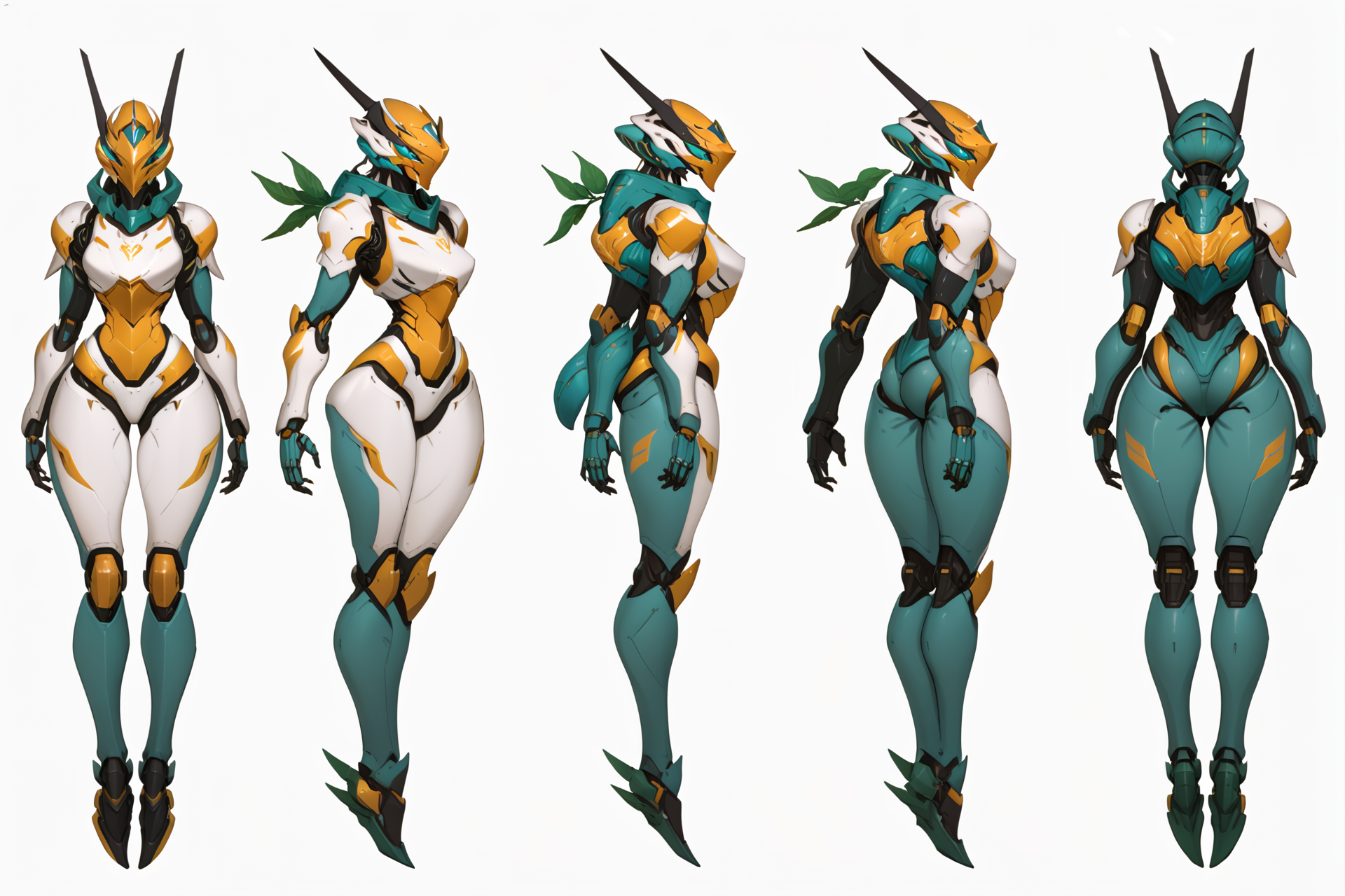 (GENERAL:0), mecha, robot, masterpiece, best quality, very aesthetic, absurdres, solo, standing, flat color, anime screencap,
(VIEWS:0),  full body character turnaround of mecha,
Multiple views of the same mecha,  (simple background, white background:1.2), multiple views, side view, back view, front view, 
,
mask, helmet,
(Creature Ref:0), 
Eel\(animals\)
ï¼
(Mecha Ref:0), 
Gundam,
plate armor, power suit, alien,
android, cybersuit, upper armor, mechanical arms, machinery, prosthesis,
(bodyshape:0), Lanky body,
(clothing:0), (Asymmetrical wrap dress:0.6), 
(grey  
medieval  theme character design:1.1),
 <lora:MechTurnXLRemix_v1:.5>
 <lora:MechTurnXL_v1:.5>
<lora:ClothTurnXLRemix_v1-000004:.25>
 <lora:ClothTurnXL_v1-000004:0.25> 
<lora:CharTurnXL_v2:0.25>
 <lora:xl_more_art-full_v1:.25>,
 <lora:Alphonse Mucha Style:.1>, Alphonse Mucha Style page
 <lora:å½é£æç»SDXL:.1> 
 <lora:mecha:.2><lora:EnvyMechaGirlXL01:.5> <lora:EnvyMechaGirlXL02:.38>