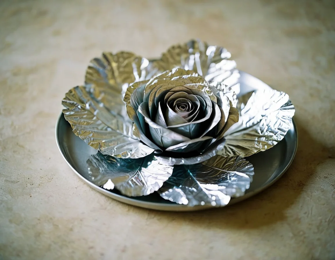 analog film photo tin foil, aluminum foil, no humans, still life, rose, flower, blurry background, food focus, english text, realistic, plate, depth of field, beautiful, epic, highly detailed, cinematic light, coherent, symmetry, illuminated, intricate, contemporary, polished, imposing, amazing, colorful, incredible, artistic, pure, wonderful, very creative, winning, perfect
<lora:TinFoilXL-000002:.75>, , <lora:FILM_PHOTOGRAPHY_STYLE:0.25> . faded film, desaturated, 35mm photo, grainy, vignette, vintage, Kodachrome, Lomography, stained, highly detailed, found footage