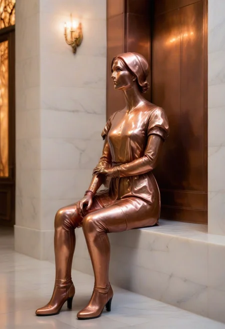 a copper statue portraying a woman, thinking, hopeless, depressing, enshrined in an alcove, marble church background
BREAK
CivChan