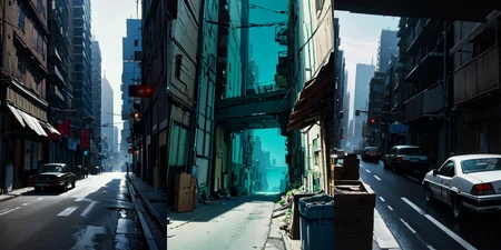 highly insanely detailed, masterpiece, top quality, best quality, highres, 4k, 8k, RAW photo, (very aesthetic, beautiful and aesthetic), bebop cityscape, buildings, radiator, ait conditioning, cardboard box, trash, street, car, <lora:bebopv01:0.7>,
__lazy-wildcards/dataset/background-color__âââ