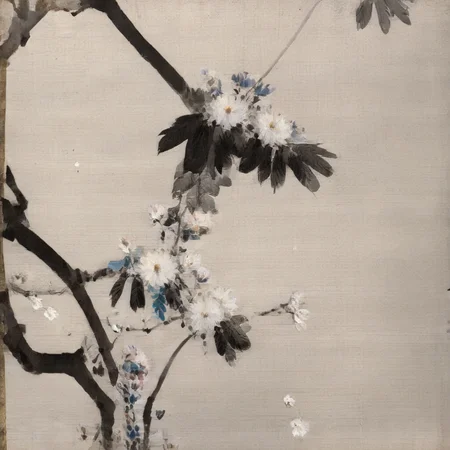 painting of a leafy tree with flowers, in the style of watseixl <lora:watseixl:1.0>